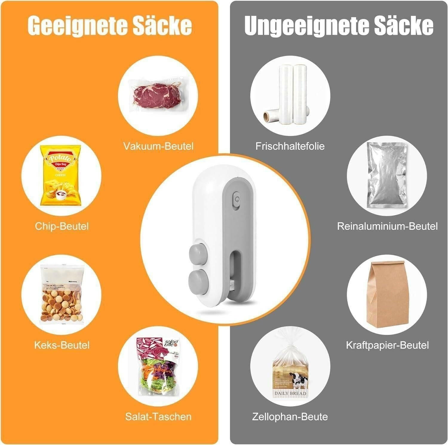 Portable Mini Sealing Machine 2 in 1 USB Rechargeable Magnetic Bag Sealer Heat Seal with Cutter.