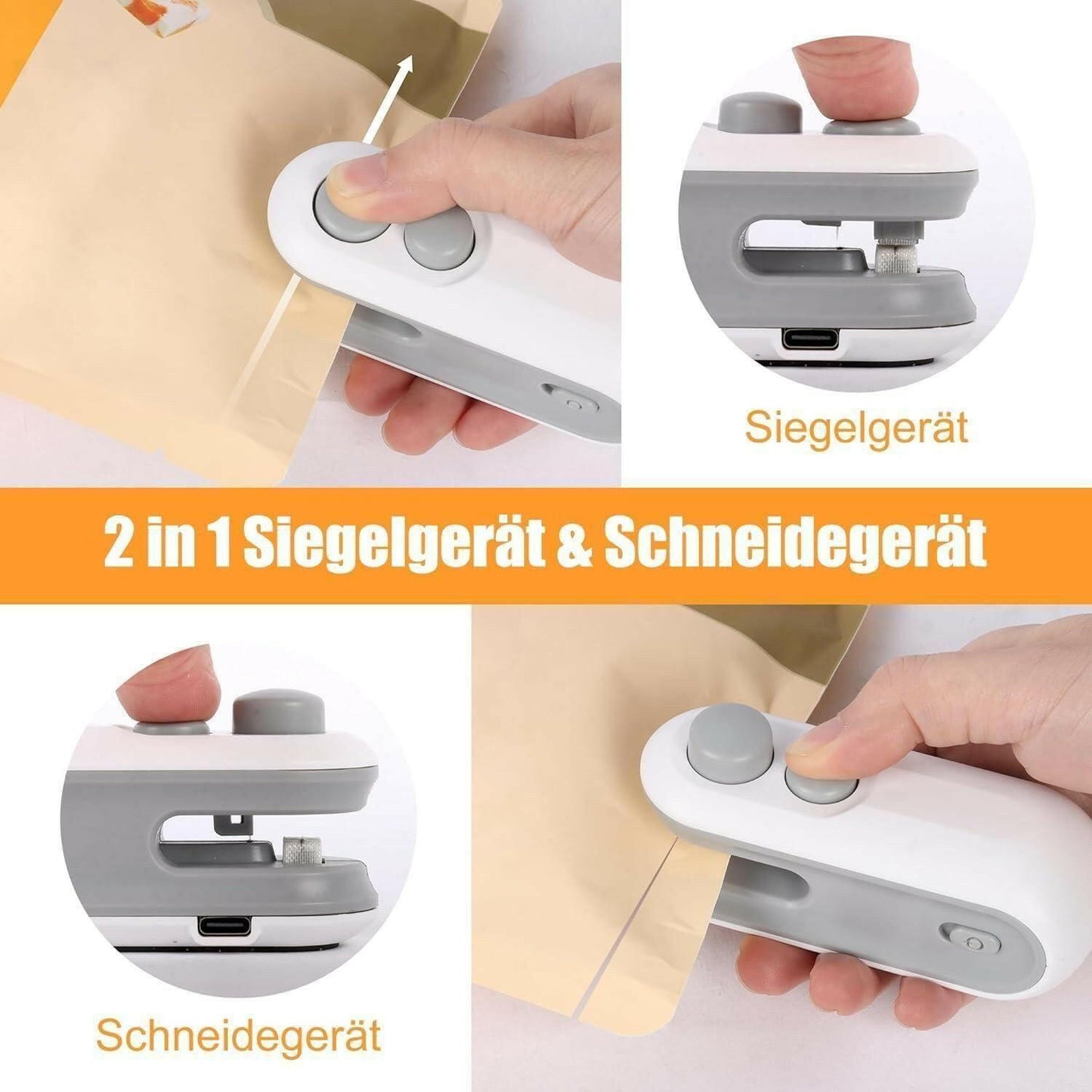 Portable Mini Sealing Machine 2 in 1 USB Rechargeable Magnetic Bag Sealer Heat Seal with Cutter.