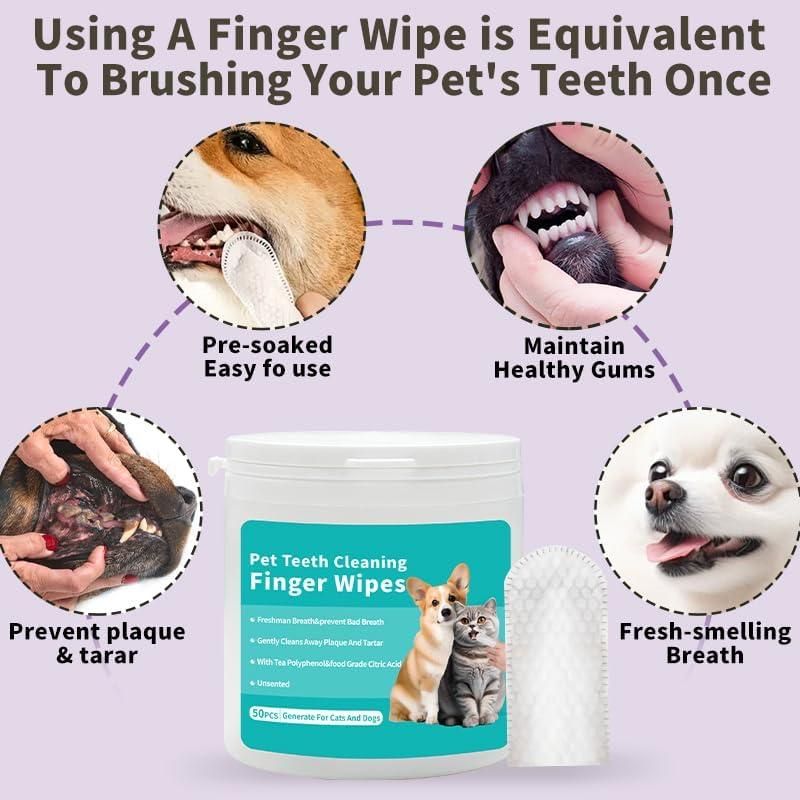 Disposable Dental Finger Wipes For Pets.