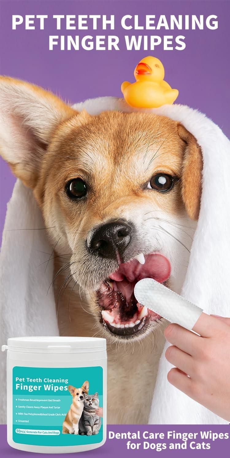 Disposable Dental Finger Wipes For Pets.